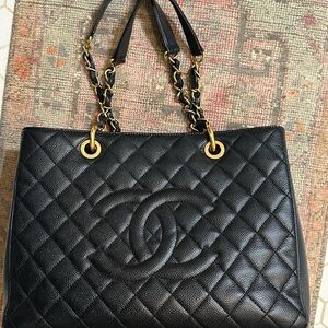 Chanel Black Quilted Caviar Grand Shopping Tote